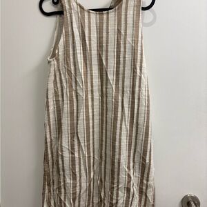 Mango Brown and Cream Striped Midi Dress